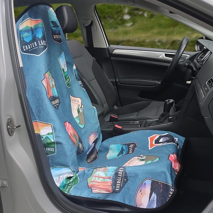 Car Seat Cover Protector Front Seats,for Gym Workout,Running,Swimming,Beach and Hiking,Waterproof Sweat Towel Bucket Seat Covers for Cars SUV Trucks (National Parks, 1Pcs)