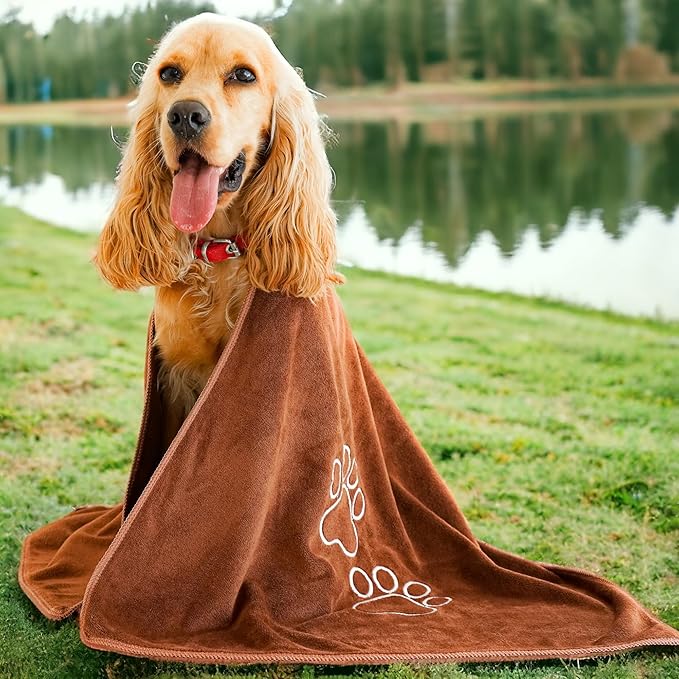 Unconditional Love | Premium Pet Drying Towel | Ultra Absorbent and Soft Microfiber Towel for Dogs and Cats (Brown) XL