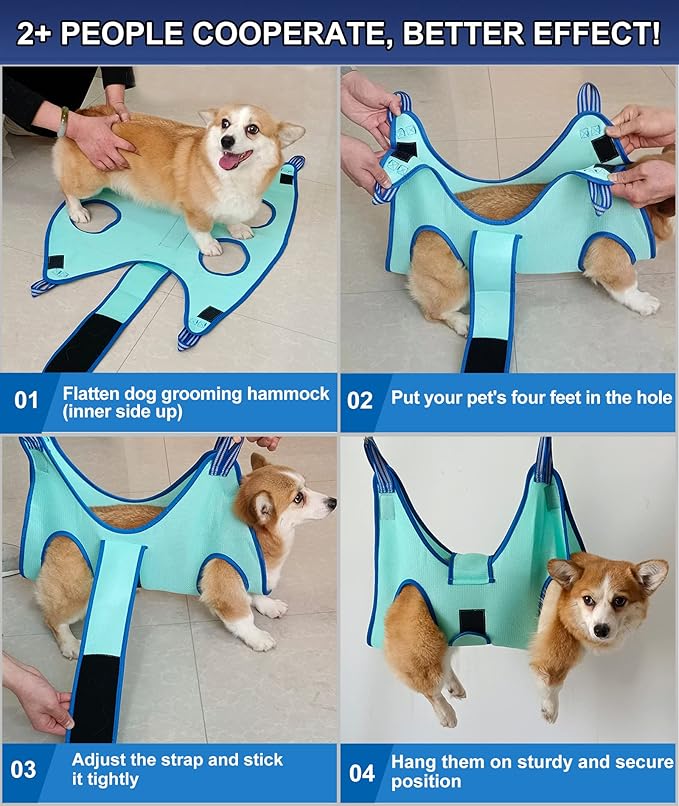 Dog Grooming Hammock, Medium Dog Hanging Harness Holder for Nail Clipping, Nail Trimming Cutting Hammock, Grooming Sling Restraint Bag with Wide Strap Sewed