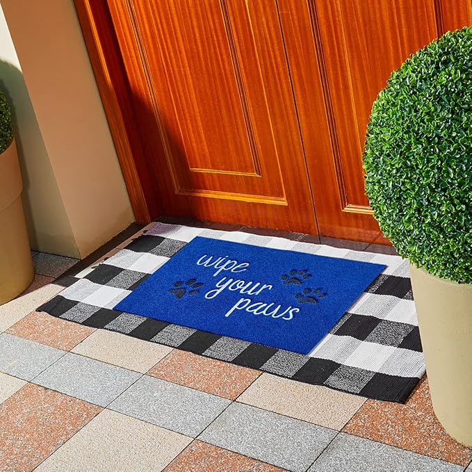 Outside Door Mat for Home Entrance Funny Mats Wipe Your Paws Welcome Mat for Front Door Indoor with Non Slip Rubber Mat Dog Mats,18x28 Inch