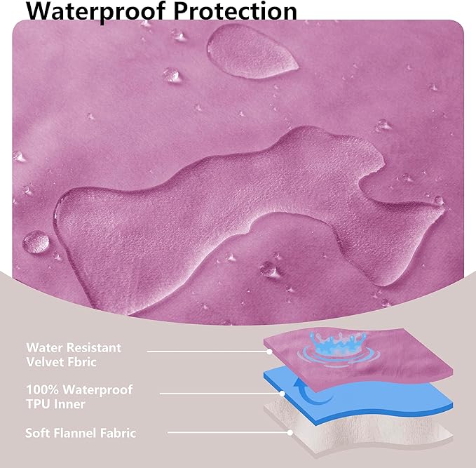 Tuffeel Waterproof Blanket for Couch, Leak Proof Dog Bed Blankets Reversible, Pet Throw Sofa Furniture Protector Machine Washable-52 x82,Purple+Cream