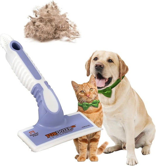 FurDozer Pet Hair Remover & Auto Detailing Tools - Cat & Dog Hair Remover for Carpets, Car Interiors, Couches, Bedding, & Pet Furniture (Purple, X6)
