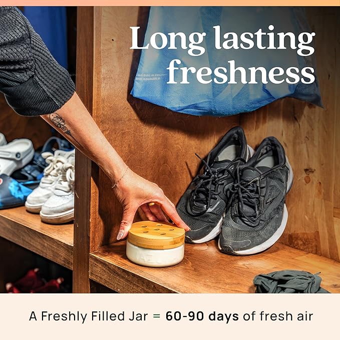 Azuna Air Freshener & Odor Eliminator for Strong Odor | 2 Room Kit Includes (2) Empty Luxe Glass Jar & 12oz Gel Refill with Tea Tree Essential Oil | Simply Citrus | Last 60-90 Days