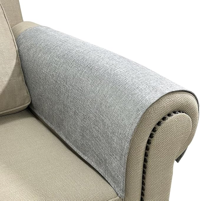 NOYOURS Couch Arm Covers, Anti-Slip Sofa Armrest Cover for Recliner, 2pc Washable Sofa Arm Covers, Dogs Cats Pet Scratch Proof Couch Arm Protectors, Light Grey, 20x24inch