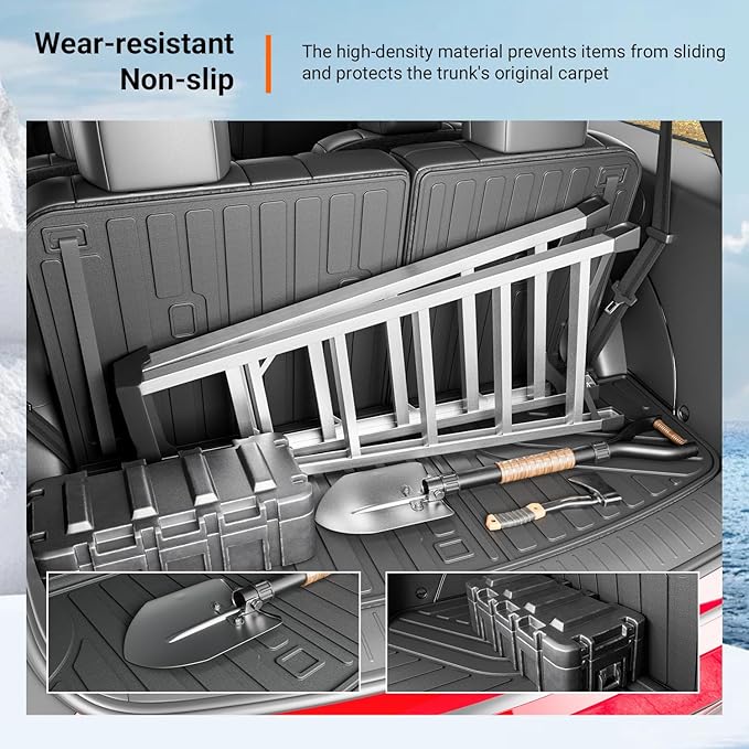 powoq Fuel Cargo Mat Compatible with 2026 Palisade Cargo Liner Trunk Mat Backrest Trunk Liner Replacement TPE for 2026 Palisade Accessories (Trunk Mat with Backrest Mats)