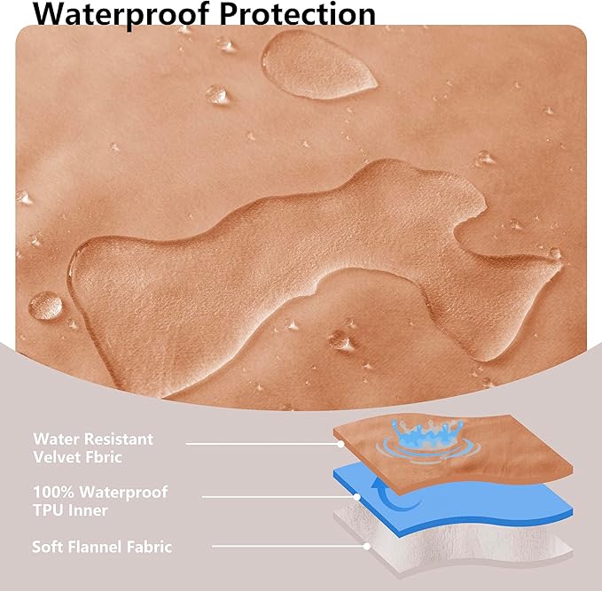 Tuffeel Waterproof Blanket for Couch, Leak Proof Dog Bed Blankets Reversible, Pet Throw Sofa Furniture Protector Machine Washable-52 x82,Orange+Cream
