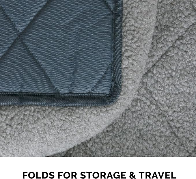 Furhaven Dog Bed for Large Dogs, 100% Washable, Sized to Fit Crates - Sherpa Fleece Bolster Crate Pad - Gray, Jumbo/XXL