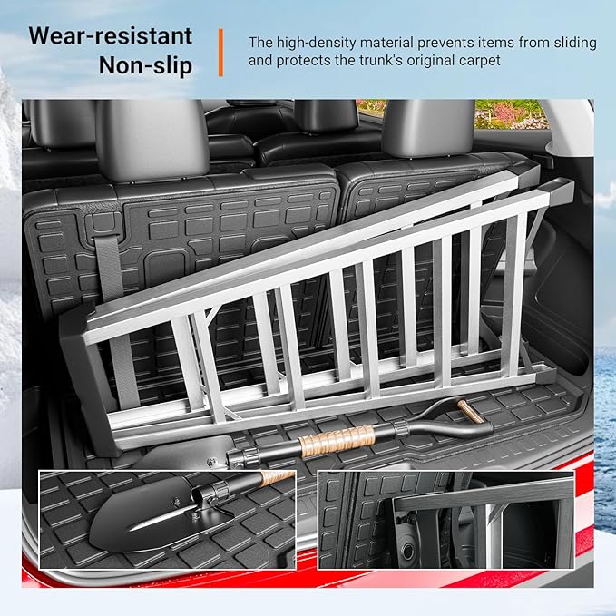 powoq Cargo Mat Compatible with 2016-2025 Honda Pilot (No Elite) Trunk Mat with Backrest Mat TPE Cargo Liner Trunk Liner Replacement for 2016-2025 Honda Pilot Accessories (Trunk Mat with Backrest Mat)