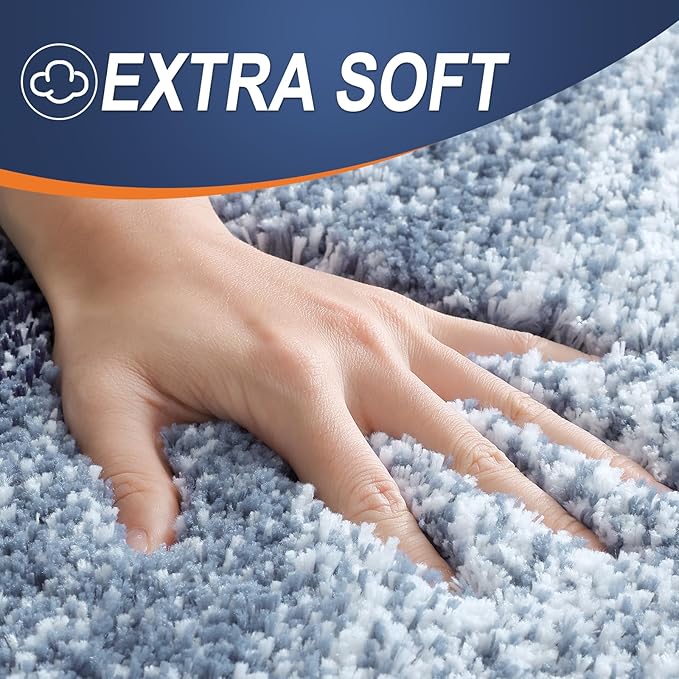 OLANLY Bathroom Rugs Mat 45x27, Extra Soft Absorbent Microfiber Bath Rugs, Rubber Backing, Quick Dry, Machine Washable Bath Mats for Bathroom Floor, Tub and Shower, Home Decor Accessories, Airy Blue