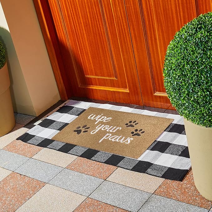 Front Door Doormat - Wipe Your Paws Entrance Mats, Durable Non Slip Rubber Absorbent, Funny Dog Mat for Front Door