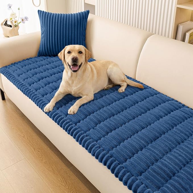 Smiry Couch Cover for Dogs, Non Slip Washable Sofa Protector for Pets, Soft Furniture Cover for Pet, Stylish Sofa Covers, Cozy Protect Against Fur, Dirt & Everyday Messes (Navy Blue, 43" x 63")