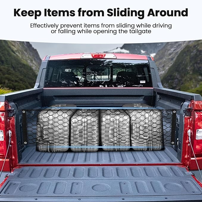 Trunk Cargo Net for 2022-2025 2026 Ford Maverick Accessories Envelope Style Mesh Trunk Net Organizer and Storage Stretchable Adjustable Elastic Nylon Rear Cargo Netting with Hooks