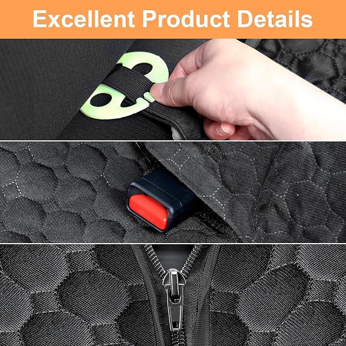 Mancro Dog Car Seat Cover for Back Seat, 600D Heavy Duty Waterproof & Scratch-Resistant Dog Hammock for Car,X-Large,Black