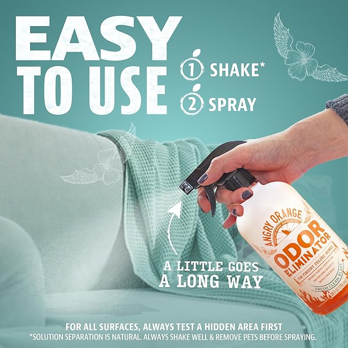 ANGRY ORANGE Pet Odor Eliminator for Cat Urine, Carpet Stains, and Strong Smells – Fresh Scent Odor Remover- 24 oz