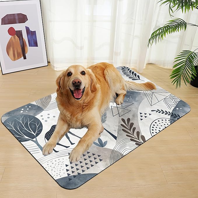 Watercolor Desert Camel Pet Feeding Mat for Floors–Absorbent Quick Dry Dog Cat Bowl Mat for Food and Water, Non Slip Waterproof Base, Mess-Free Feeding Accessories 16"x24"