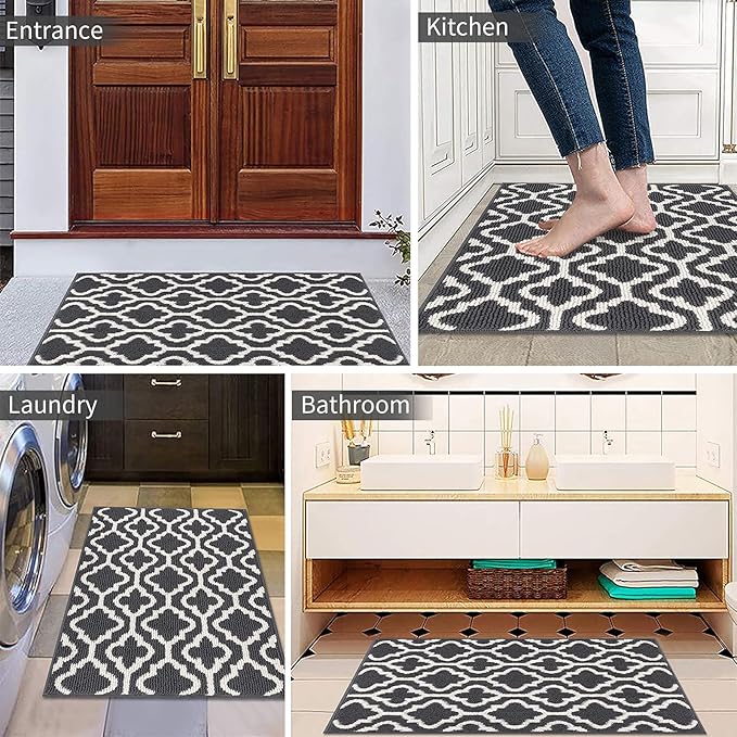 HEBE Indoor Door Mat 24''x36'' Non Slip Front Door Welcome Mats Washable Shoe Mats Dirt Trapper for Entryway Low Profile Kitchen Carpet for Entrance Hallways Entrance Mat for Dogs