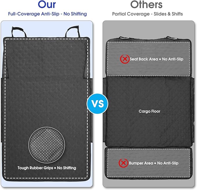 Extra Long Dog Cargo Liner for Full-Size SUV & Minivan - Heavy-Duty 900D Oxford Waterproof Pet Cargo Protector with Flaps Protection & TPU Suction Cups, Ideal for Large Dog Travel