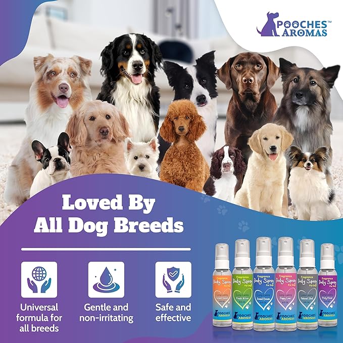 Pooches Aromas Natural Dog Cologne - Premium Grooming Spray - Long Lasting Spray - Deodorizing & Refreshing For Dogs, Adult Canines and Puppies - Aromas Scent to Refresh the Skin (Pack of 6)