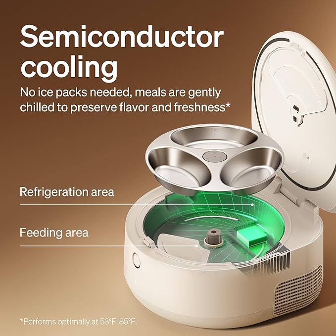 PETLIBRO Automatic Cat Feeder Wet Food with Stainless Steel Bowl 2 Packs, Refrigerated Auto Cat Feeder with Semiconductor Cooling, 3 Fresh Meals, App-Controlled Pet Food Dispenser, Easy to Clean