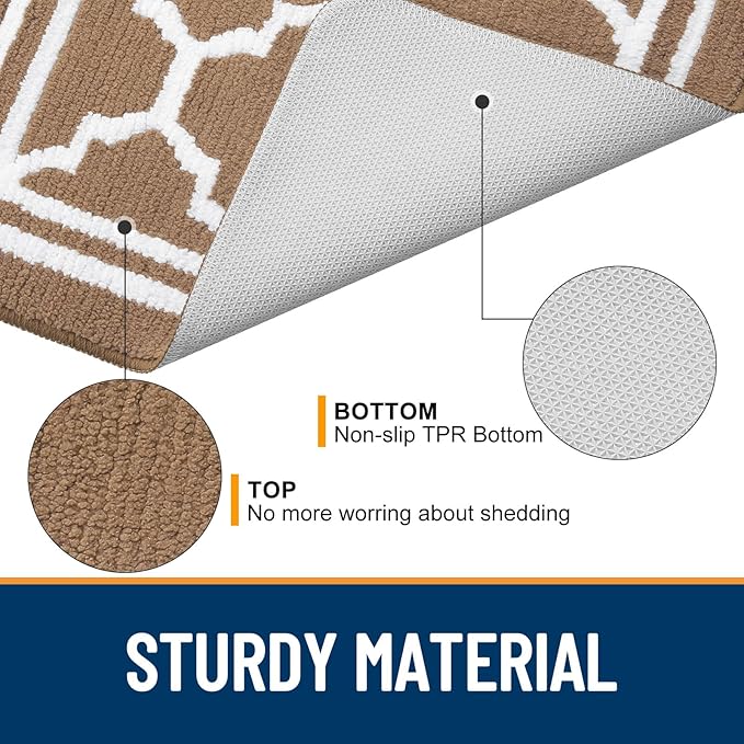 Buganda Runner Indoor Door Mat, Dirt-Resistant and Absorbent Doormat, Anti-Slip, Low Profile Floor Mats for Inside Entryway, Front, and Back Door Entrance (70x23 Inches, Brown)