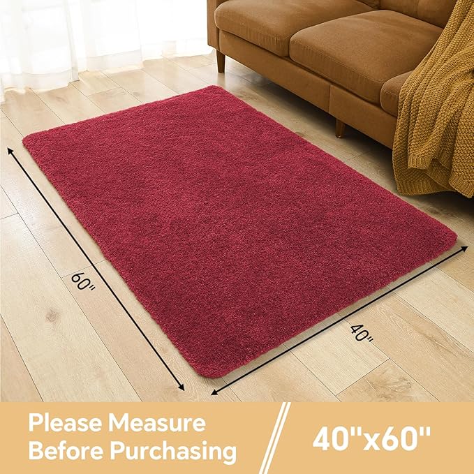 Red Bathroom Rugs 40"x60" – Oversized Plush Non-Slip Microfiber Bath Mat, Absorbent & Washable – Ideal for Large Bathrooms or Living Rooms
