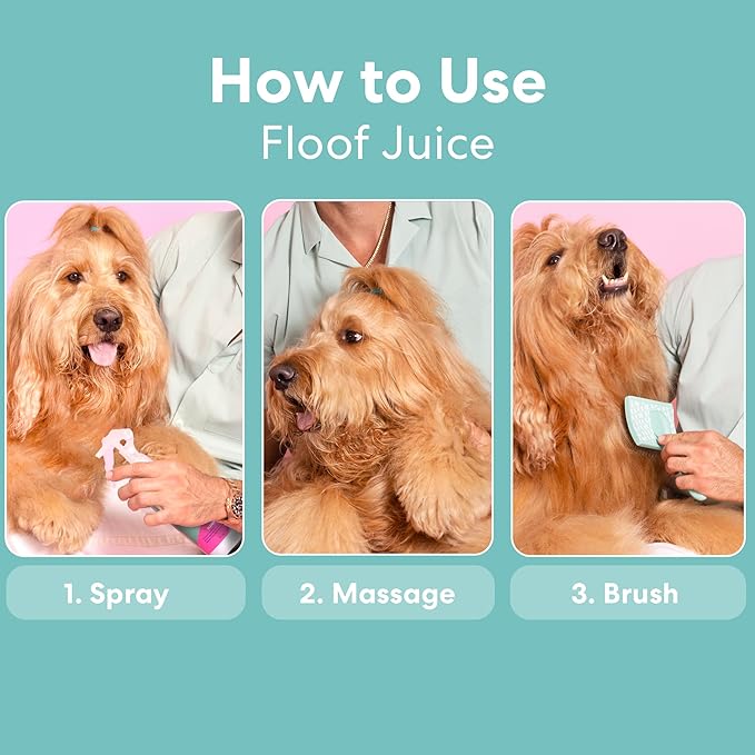 Floof by Brodie Floof Juice Dry Shampoo for Dogs - Hypoallergenic Conditioning Detangling - No Rinse Spray for Odor Control for Smelly Dogs, Waterless - Made in USA (10oz)