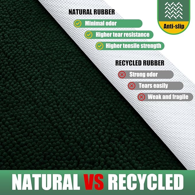 IM HOME Chenille Absorbent Outdoor Doormat 30" x 20", Washable Muddy Door Mats for Dog Non Slip Indoor Doormat Dog Mat for Muddy Paw Front Inside Doormats for Entryway Dark Green