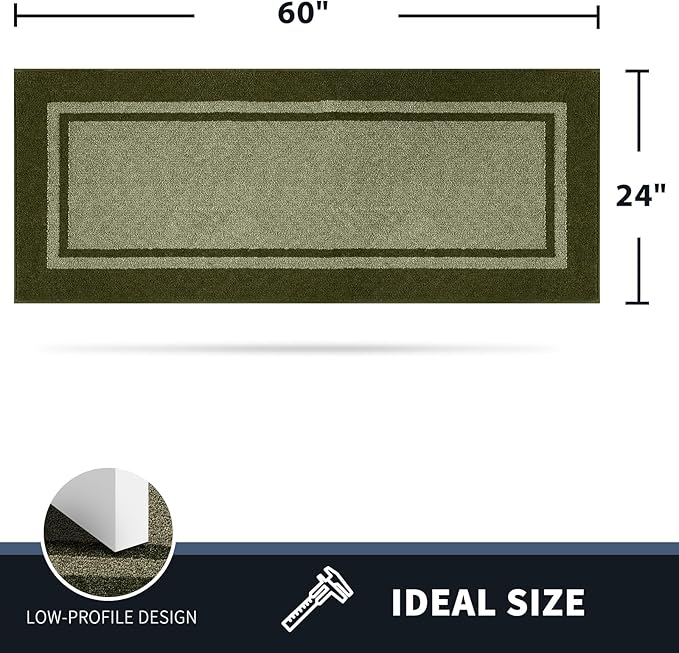PURRUGS Dirt Trapping Door Mat 24" x 60", Non-Slip Machine Washable Entryway Rug, Entrance Mat, Indoor Front Door Mat, Super Absorbent Entry Rug for Muddy Shoes & Paws, Budding Green & Sage Green