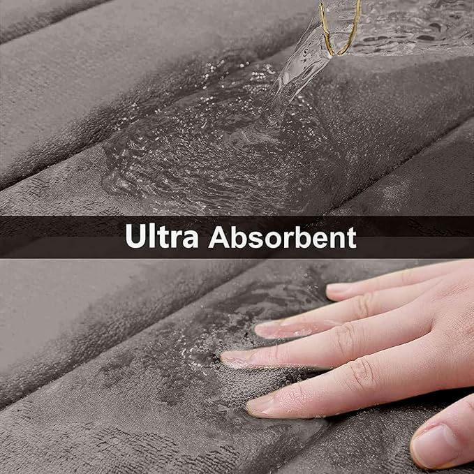 Buganda Memory Foam Bath Mat, 30" x 20", Ultra Soft and Non-Slip Bathroom Rugs, Water Absorbent and Machine Washable Bath Rug for Bathroom, Shower, and Tub, Taupe