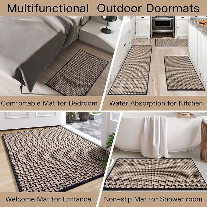 YDKGL Door Mat 31x47, Dirt Resistant and Absorbent, Non-Slip Rubber Backing Floor Mats, Easy Clean Low-Profile Doormat for Entryway, Front Door, and Inside Entrance, Black