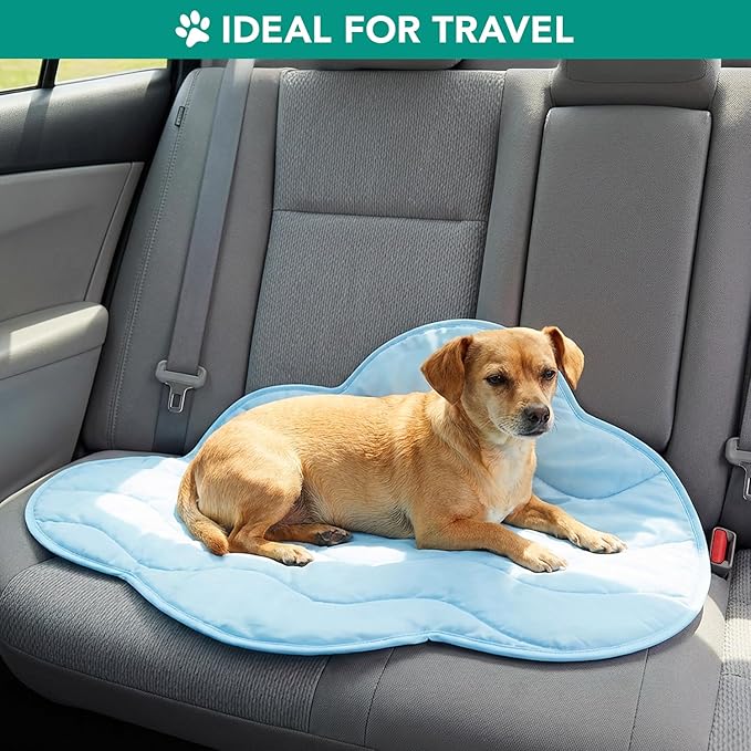 PetAmi Dog Cooling Mat, Cloud Shape, Reversible Cooling Nylon Blanket Soft Fleece Pet Pad for Dogs Cats, Summer All Season Use Q-Max>0.3, Medium 38x48 in, Light Blue