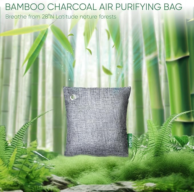 Activated Charcoal Odor Absorber, Large 500g w Hooks Nature Odor Remover for Strong Odor, Bamboo Charcoal Air Purifying Bags, Odor Eliminator for Home Car Closet Pet, Smoke Deodorizer