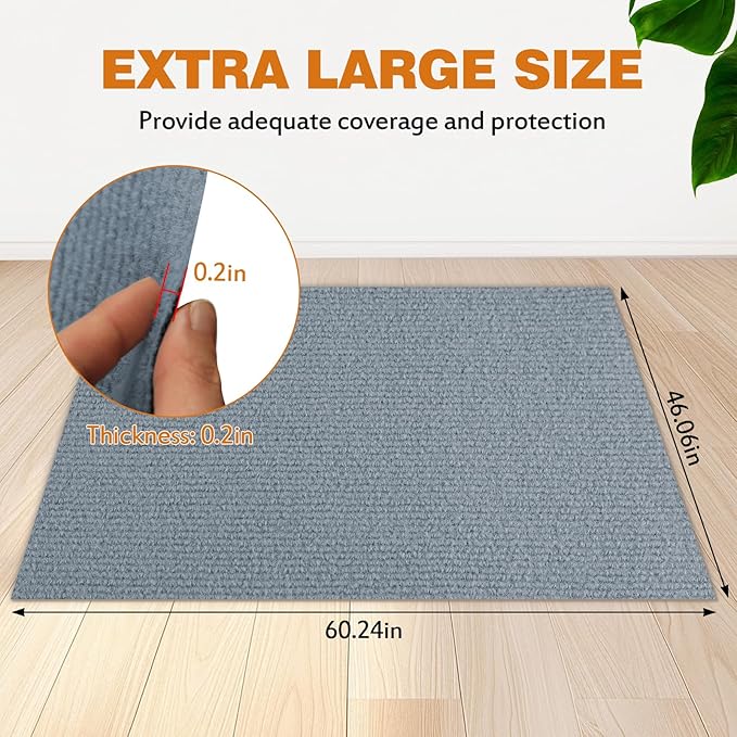 TRINKA Dog Crate Mat Liner, 46" X 60" X 0.2" Extra Large Waterproof Non-Slip Mat for Under Dog Kennel, Absorbs Urine Washable Reusable Under Pet Crate Pad to Protect Floors (Light Gray)
