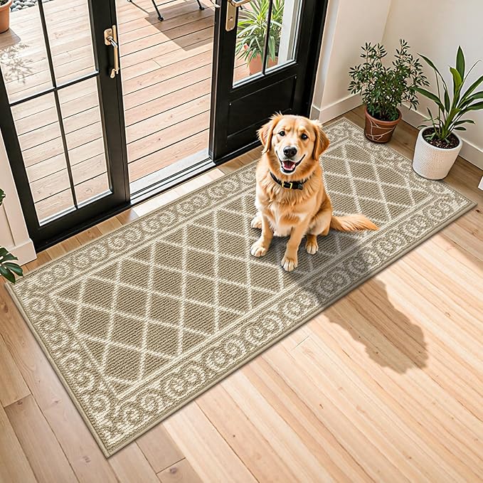 HEBE Washable Runner Rug 20"x59" Indoor Door Mat Runners,Non Slip Dirt Trapping Rug Runner Floor Mats Carpet Runners for Entryway Hallway Kitchen Garage Laundry Room