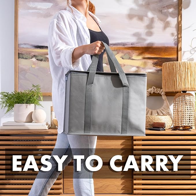 Carrywell Insulated Reusable Grocery Bags, Catering and Delivery Bag For Hot and Cold Food, Collapsible Thermal Tote For Doordash, Not-Made In China