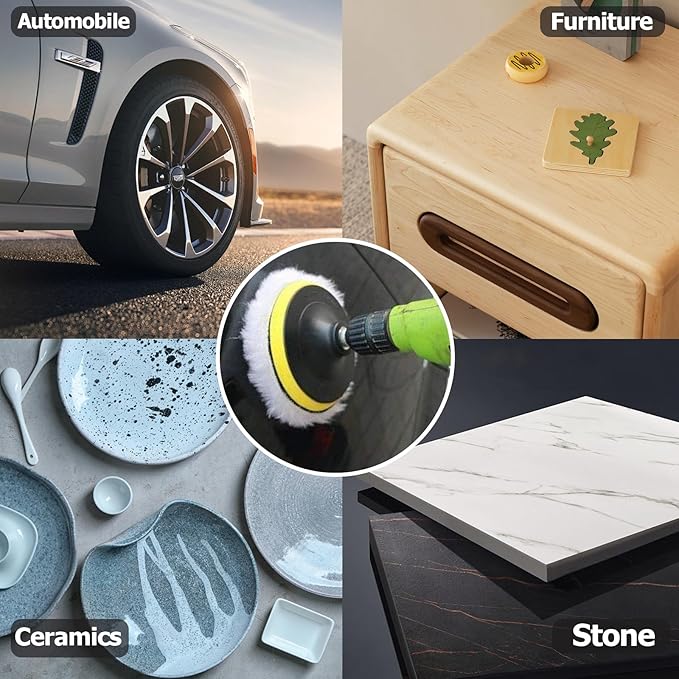 PHITUODA 2 Pcs Wool Polishing Pad 6 Inches Soft Sheepskin Buffing Pads with Hook and Loop Back for Compound Cutting & Polishing for Automotive, Marine, Furniture