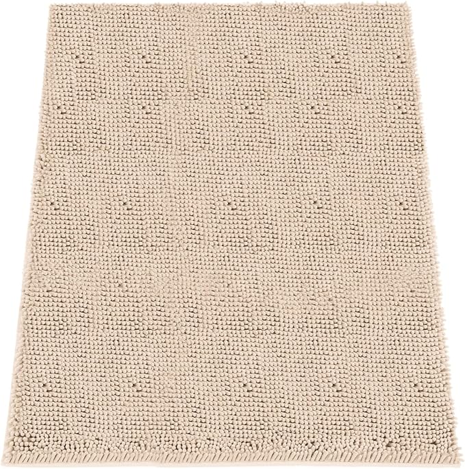 Absorbent Dog Door Mat for Muddy Paws, 60" x 48" Chenille Indoor Mats for Entryway, Trap Dirt Front Door Mat Indoor Entrance Washable Non Slip Soft Beige