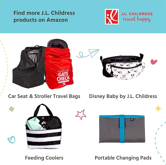 J.L. Childress Cups 'N Cargo Universal Stroller Caddy Organizer - Essential Travel Accessories for Baby Stroller, Includes Cup Holders & Mesh Storage Bag, Fits UPPAbaby, Doona, Nuna, & More - Black
