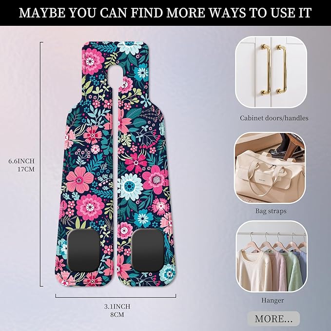 PU Leather Car Seat Hook, Storage Headrest Hanger, Cute Car Backseat Organizer, Car Hooks For Purses and Bags Pink Blue Flowers