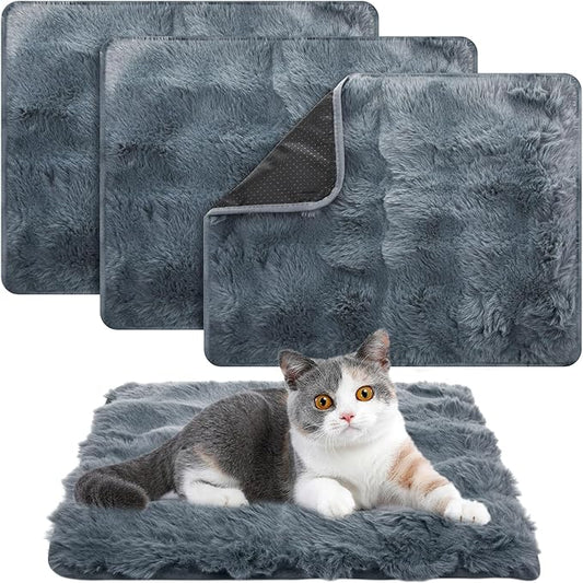 3 Pack Dark Gray Self Warming Cat Bed Indoor 16''x24'' Self Heating Cat Mat Ultra Soft Thermal Kitten Bed Heated Pet Dog Pad Washable Removable for Outdoor Use Non Slip Reflect Body Heat