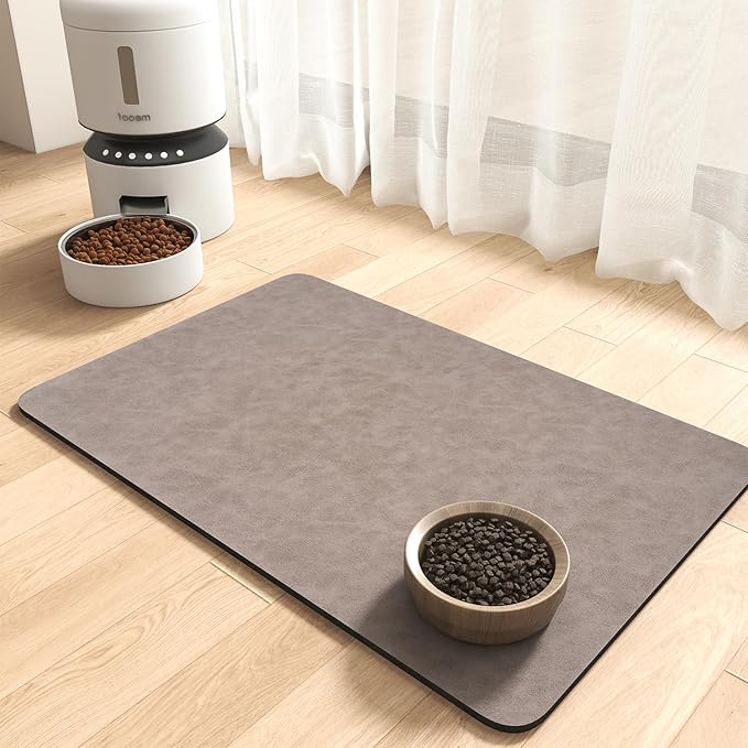 MontVoo-Absorbent Pet Feeding Mat-No Stains Pet Mat for Food and Water Bowl-Quick Dry Cat & Dog Food Mat Water Dispenser Mat-Pet Supplies Mat-Dog Water Bowl Mat for Messy Drinker,（Brown,23"x34"）