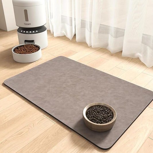 MontVoo-Absorbent Pet Feeding Mat-No Stains Pet Mat for Food and Water Bowl-Quick Dry Cat & Dog Food Mat Water Dispenser Mat-Pet Supplies Mat-Dog Water Bowl Mat for Messy Drinker,（Brown,23"x34"）
