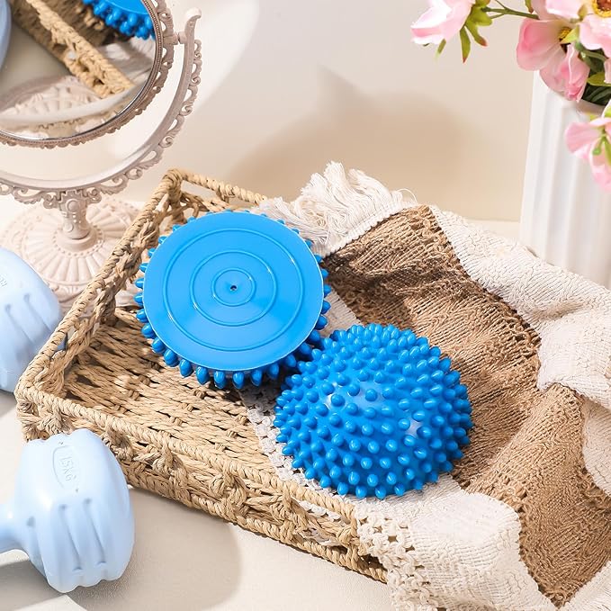 Threlaco 2 Pcs Half Round Massage Ball for Feet Blue Spiky Massage Ball for Kids Adults Sports, Stability Training, Muscle Balancing Therapy, Yoga Gymnastics Exercise