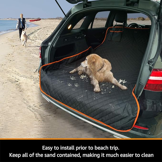 Cargo Liner for Dogs Waterproof Pet Cargo Covers for SUV with Bumper Flap Protection Heavy Duty Nonslip Dog Trunk Cargo Protector Washable Dog Seat Cover for Universal and Large Size SUVs