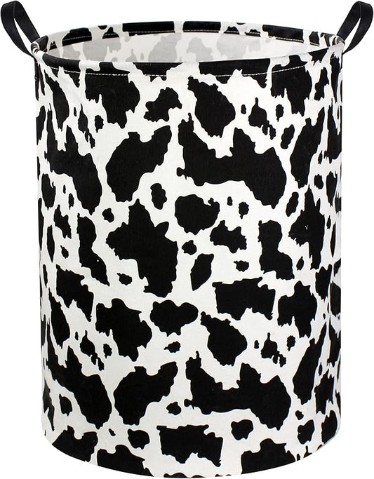 Cow Print Laundry Basket Baby Nursery Clothes Hamper Collapsible Toy Storage Bin Organizer with Handles for Kids,Boys and Girls Room Decor(Cow)
