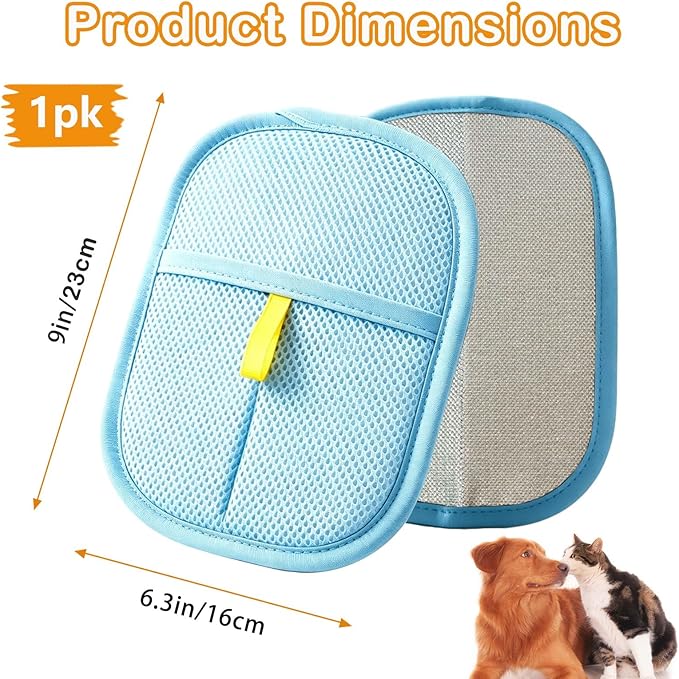 Pet Hair Removal Glove - Electrostatic Cat Dog Hair Remover Glove, Reusable Magic Brush Pet Hair Remover Tool for Couch, Carpet, and Car Seat (Blue,1 Pack)