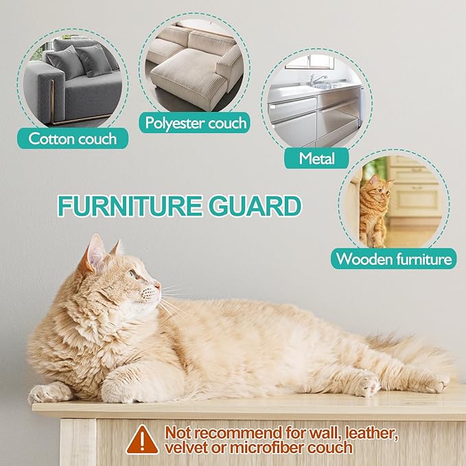 Lovinch [Thicken Vinyl] Anti Cat Scratch Furniture Protector, Single-Sided Sticky Couch Protector for Cats, Flexible Couch Corner Guard Under Cats Claw, Cat Scratch Deterrent Tape-(160" x 12.4")