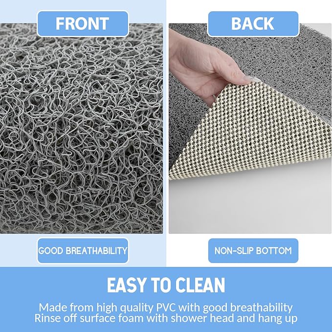 Non Slip Bathtub Mat, Anti Slip Shower Mat, Quick Drying Bath Tub Mats, Foot Scrubber Mat, Anti Slip Mat for Tub, Floor, Bathroom, Home, Kitchen, Hotel (Grey 32"x17")