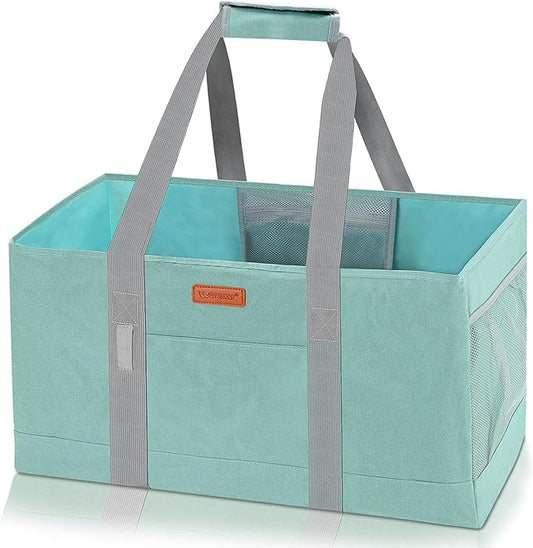 WONDAY Utility Tote, Extra Large Utility Tote Bag, Reusable Grocery Bags Foldable, Large Tote Bag With Handles Shopping Bags for Groceries, Picnic, Beach, Laundry (Green)