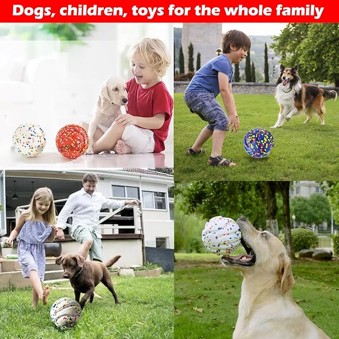 CAISHOW Dog Ball Squeak Toys (Bell Ball 5.12in White B)